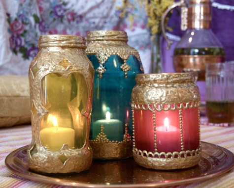 vidriootivos o linternas marroquies con fracos de vidrio reciclados manualidades decoracion5